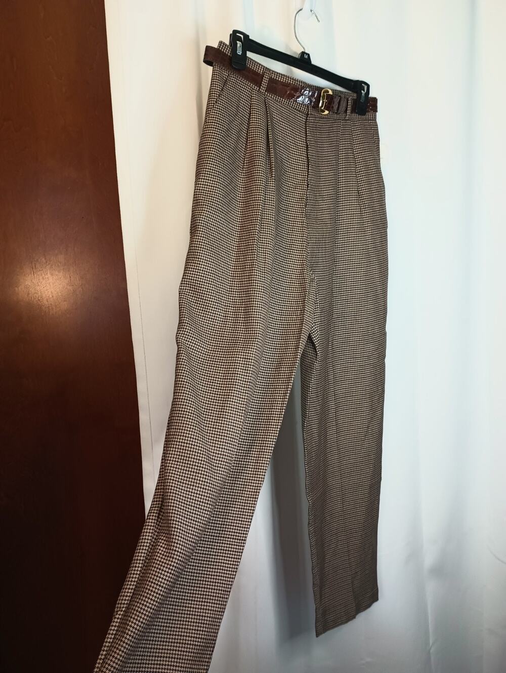 Vtg Fashion Bug Womens Academia Old Money High Rise Trousers 10 Houndstooth NWT